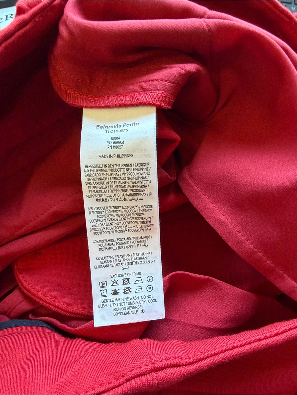 Boden Belgravia Ponte Trousers Red Pant Wide Leg Flare crease free sz 8 - Picture 10 of 11